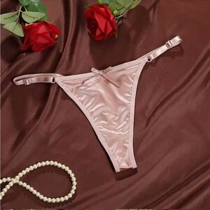 Women's Satin Thong Panty - Light Pink
